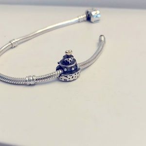 Pandora Wedding Cake Sterling Silver 925 Charm Bead 14k Gold Top Retired